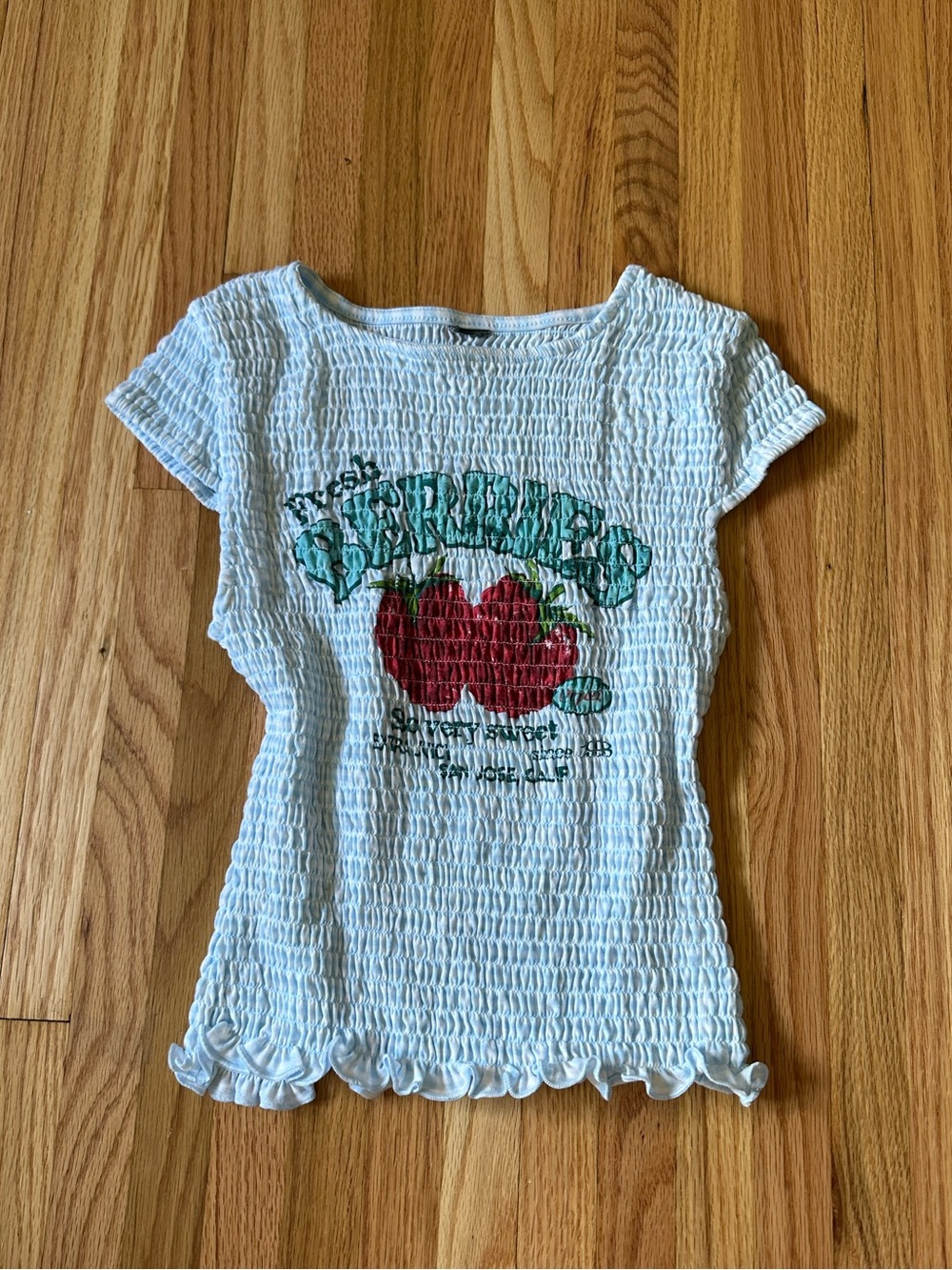 Smocked Strawberry Graphic Baby Tee